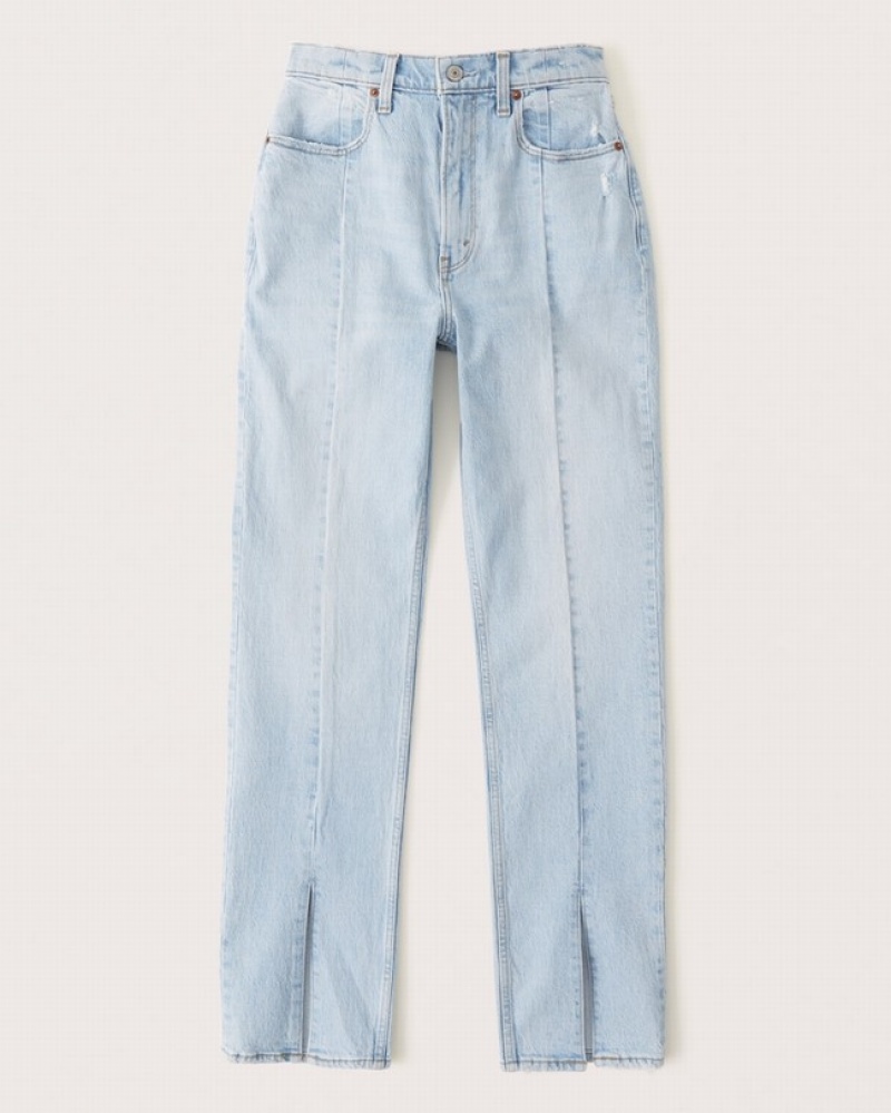 Abercrombie Ultra High Rise 90s Straight Jeans Dam Blå  | 1760-GURKH