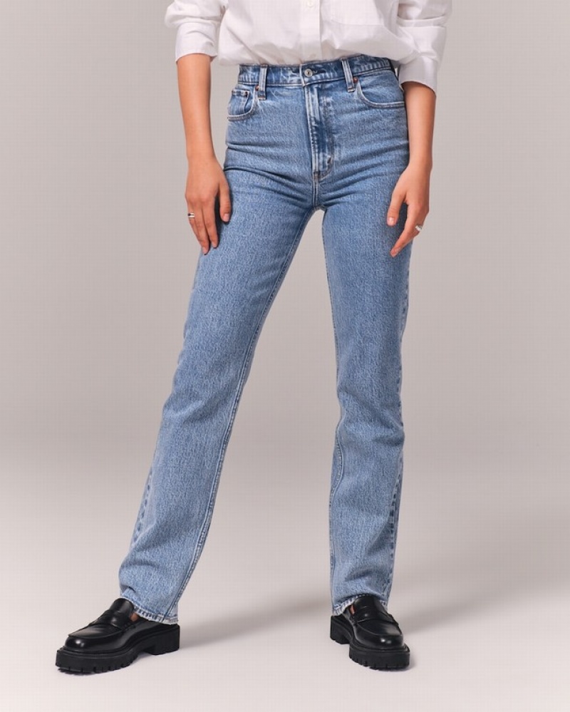 Abercrombie Ultra High Rise 90s Straight Jeans Dam Blå  | 4076-LNKVX