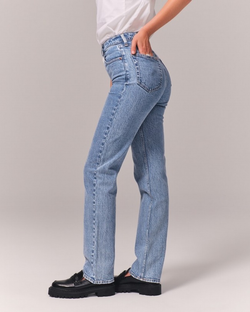 Abercrombie Ultra High Rise 90s Straight Jeans Dam Blå  | 4076-LNKVX