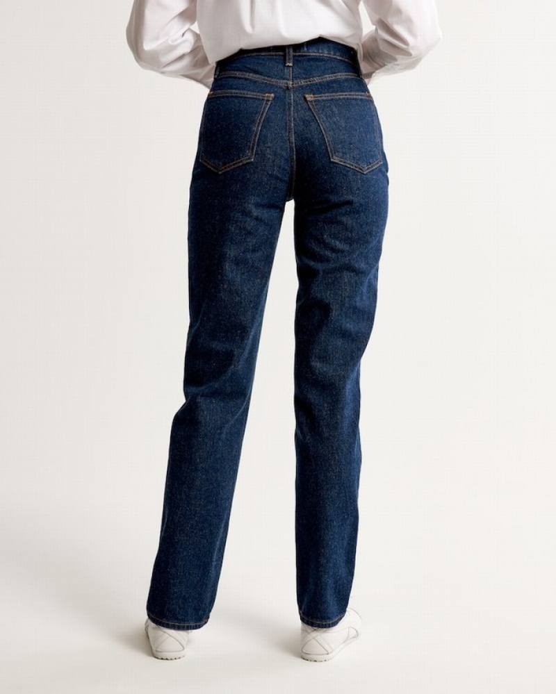 Abercrombie Ultra High Rise 90s Straight Jeans Dam Marinblå  | 3089-CYEJO