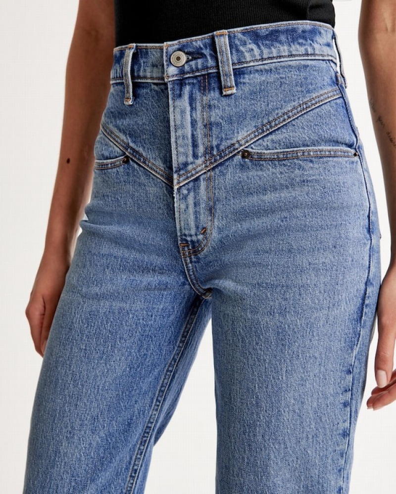 Abercrombie Ultra High Rise 90s Straight Jeans Dam Blå  | 3027-NQFLT