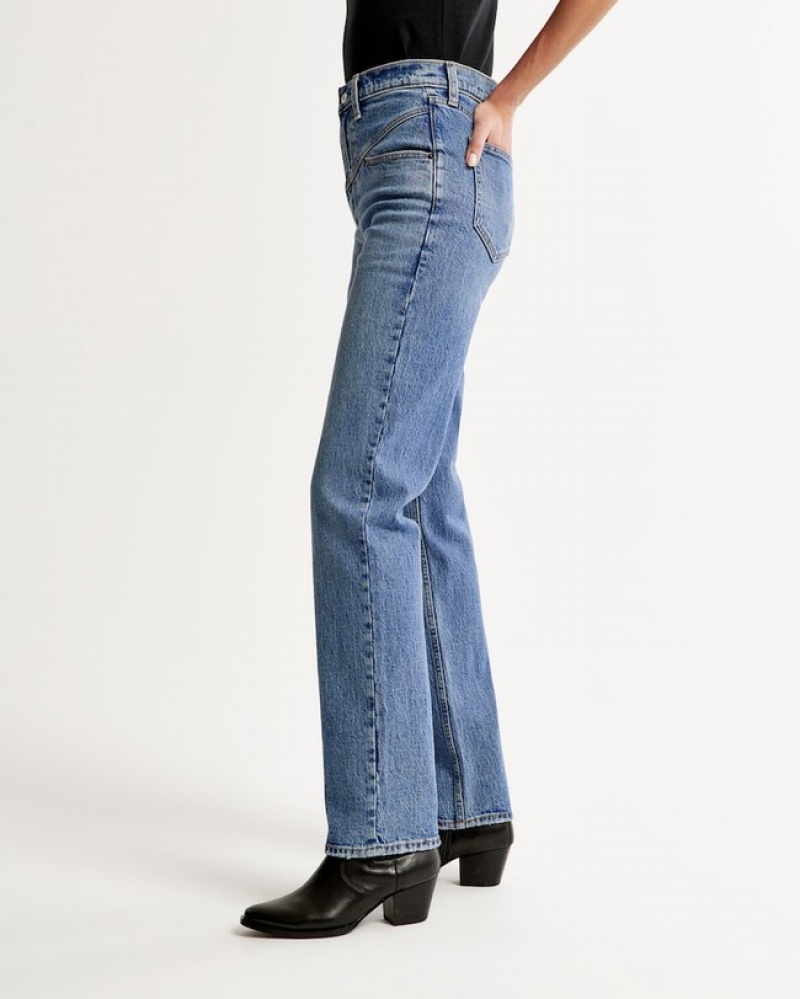 Abercrombie Ultra High Rise 90s Straight Jeans Dam Blå  | 3027-NQFLT