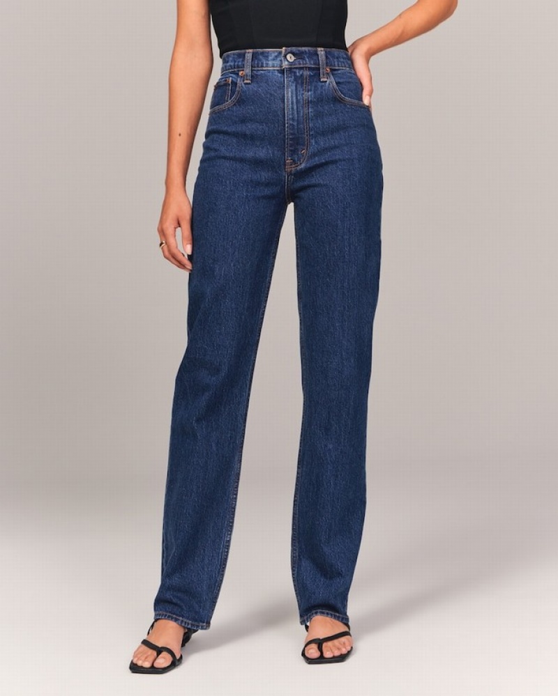 Abercrombie Ultra High Rise 90s Straight Jeans Dam Blå  | 6538-PWUTN