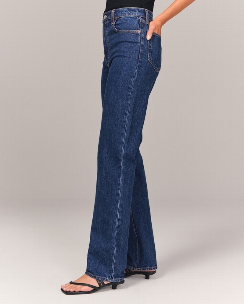 Abercrombie Ultra High Rise 90s Straight Jeans Dam Blå  | 6538-PWUTN