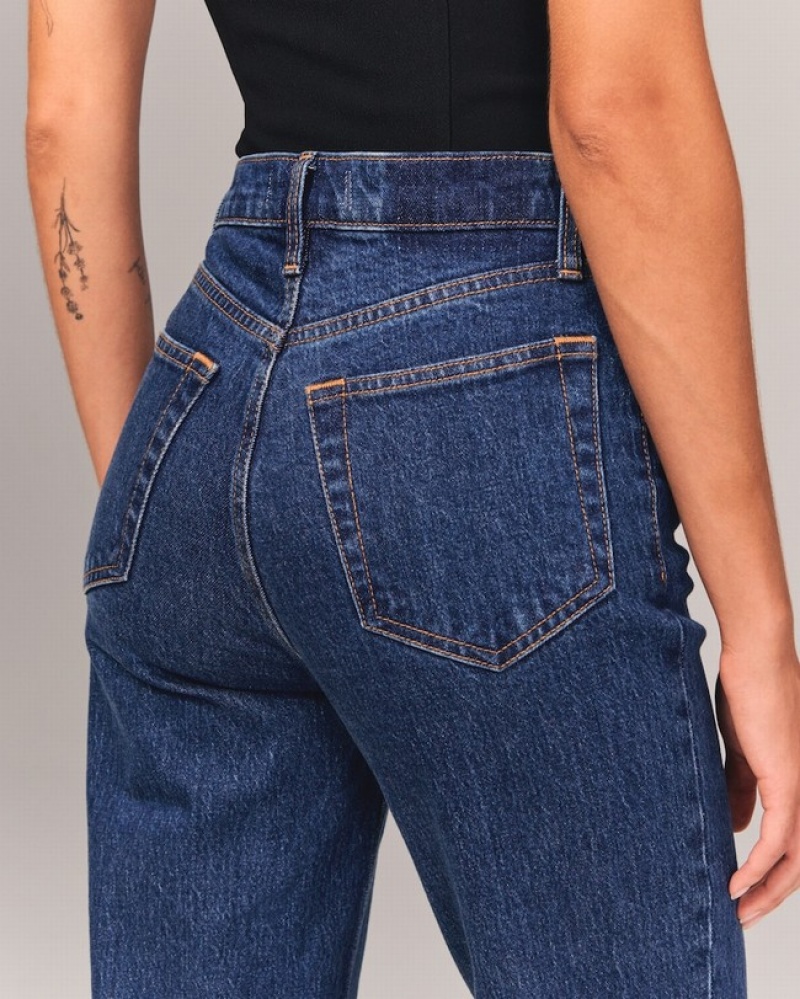 Abercrombie Ultra High Rise 90s Straight Jeans Dam Blå  | 6538-PWUTN