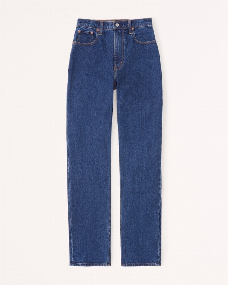 Abercrombie Ultra High Rise 90s Straight Jeans Dam Blå  | 6538-PWUTN