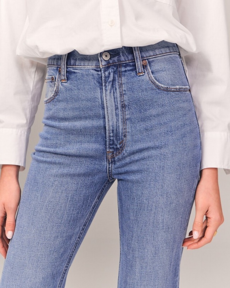 Abercrombie Ultra High Rise Ankle Straight Jeans Dam Blå  | 3924-KIHAJ