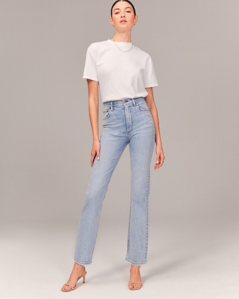 Abercrombie Ultra High Rise Ankle Straight Jeans Dam LjusBlå  | 8540-NOUCY