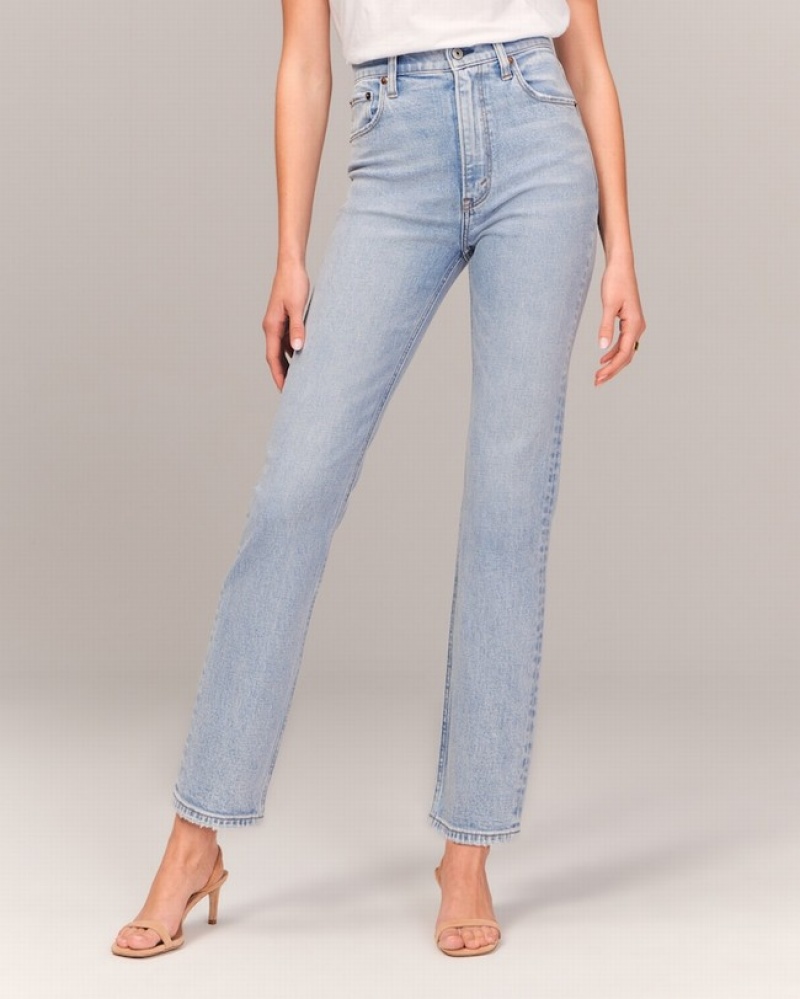 Abercrombie Ultra High Rise Ankle Straight Jeans Dam LjusBlå  | 8540-NOUCY