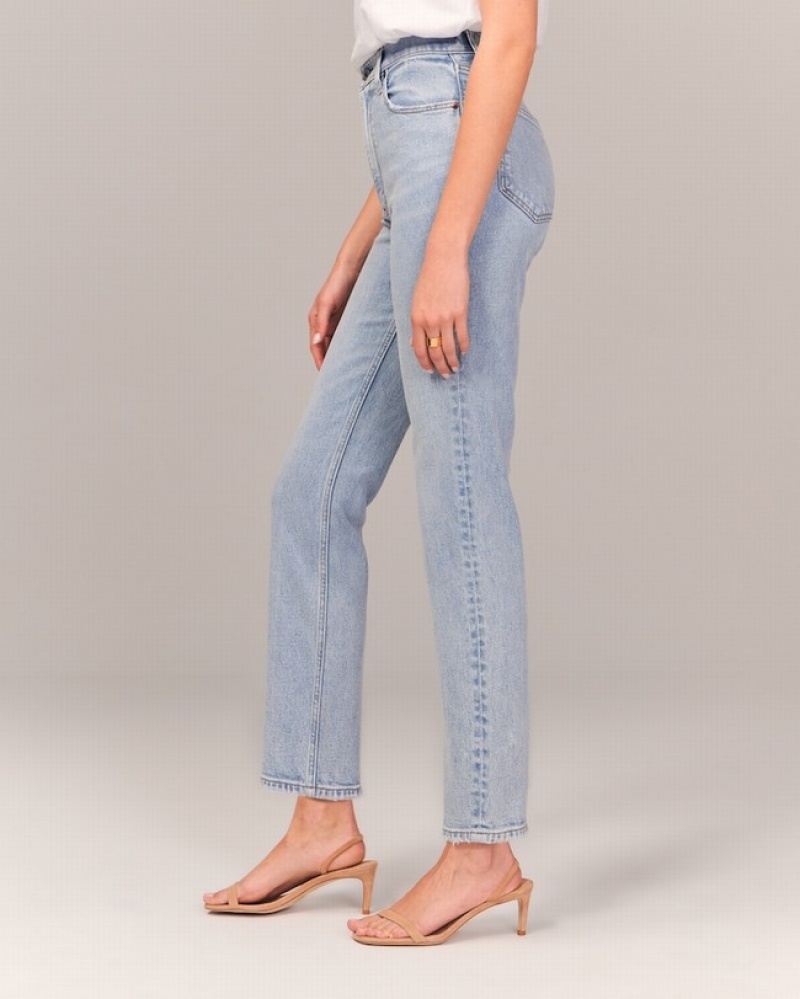 Abercrombie Ultra High Rise Ankle Straight Jeans Dam LjusBlå  | 8540-NOUCY