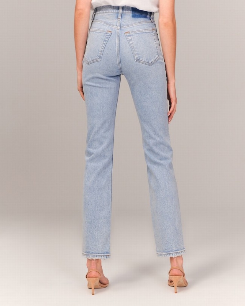 Abercrombie Ultra High Rise Ankle Straight Jeans Dam LjusBlå  | 8540-NOUCY