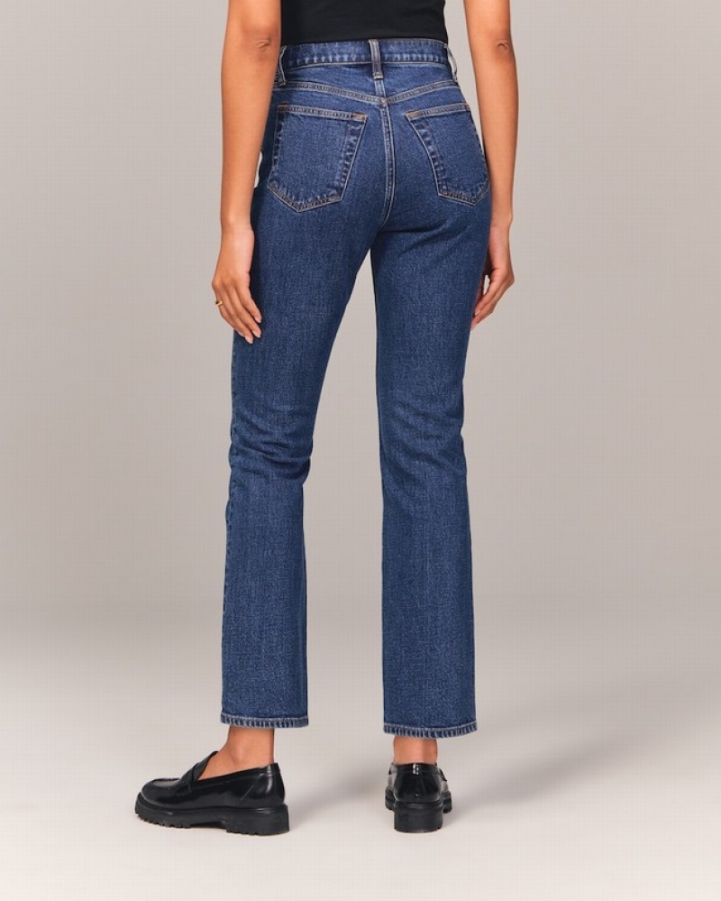 Abercrombie Ultra High Rise Ankle Straight Jeans Dam Blå  | 7341-OJAFS