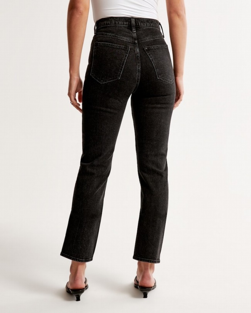 Abercrombie Ultra High Rise Ankle Straight Jeans Dam Svarta  | 8516-ACBSF