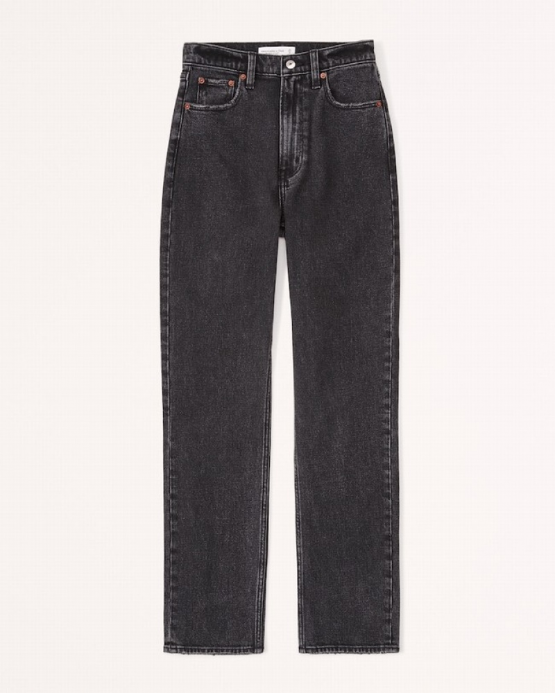 Abercrombie Ultra High Rise Ankle Straight Jeans Dam Svarta  | 8516-ACBSF