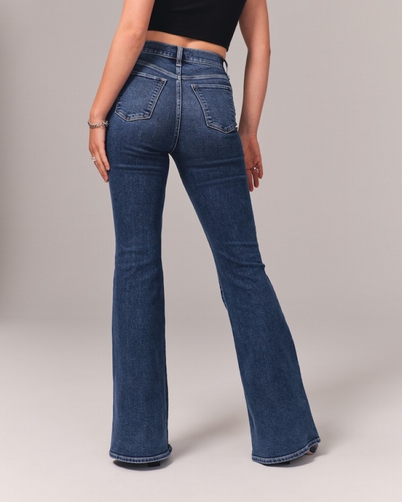 Abercrombie Ultra High Rise Stretch Flare Jeans Dam Marinblå  | 2973-EXDYL