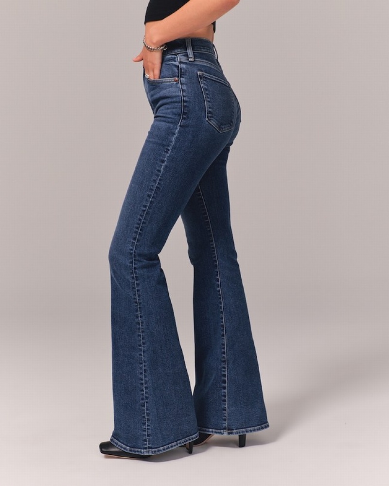 Abercrombie Ultra High Rise Stretch Flare Jeans Dam Marinblå  | 2973-EXDYL