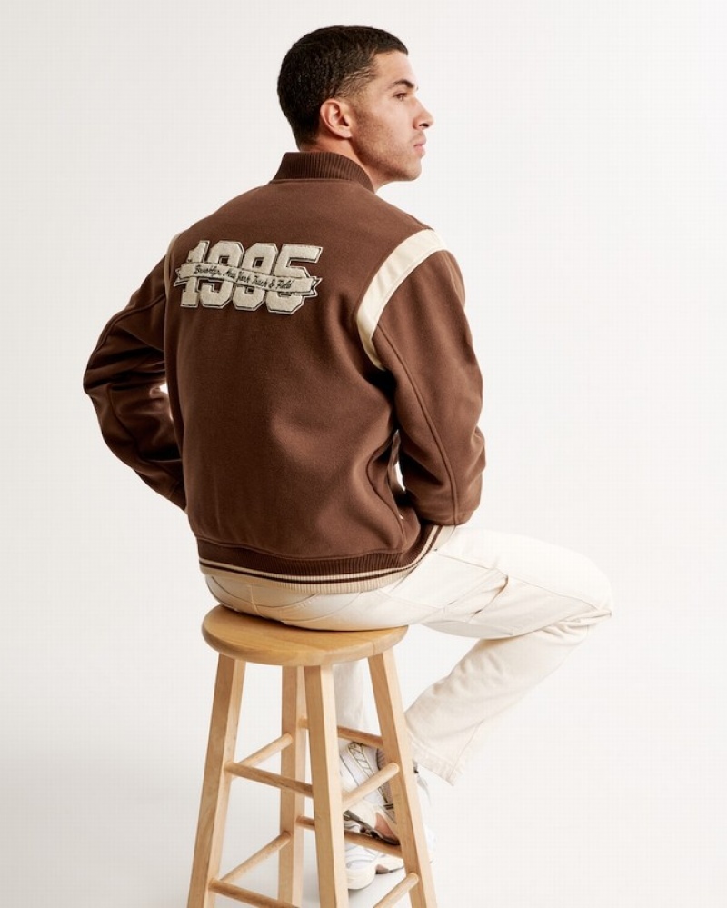 Abercrombie Varsity Bomber Jackor Herr Bruna  | 1596-DJVFI