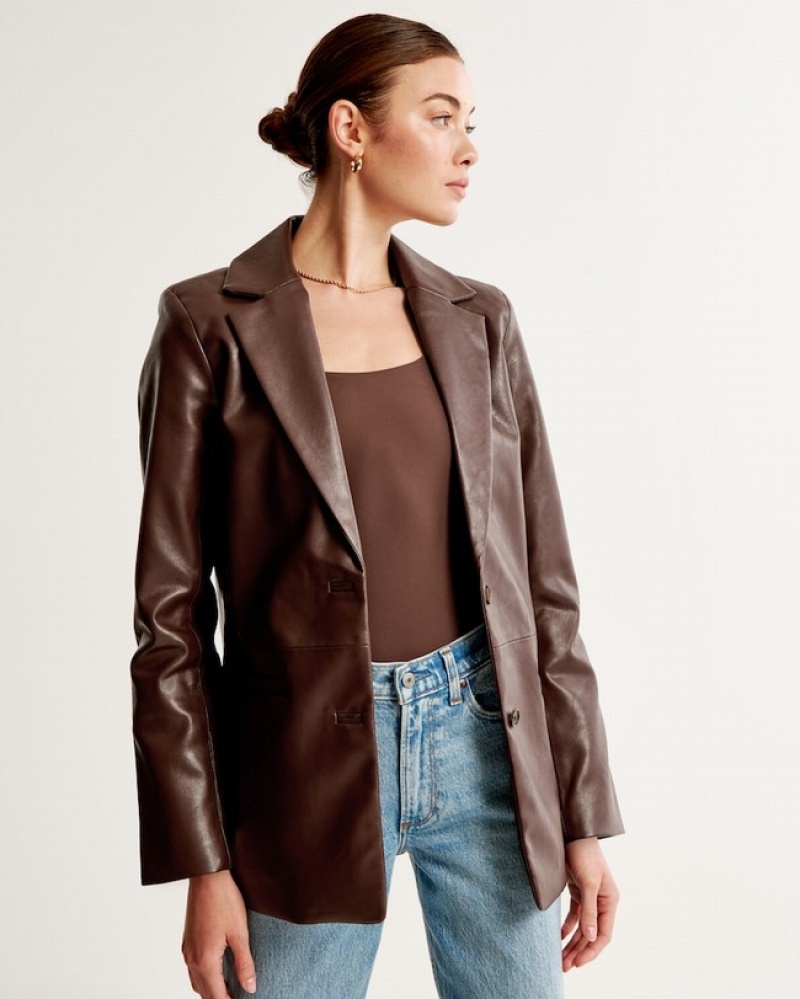 Abercrombie Veganska Leather Jackor Dam Bruna  | 9854-THXQD