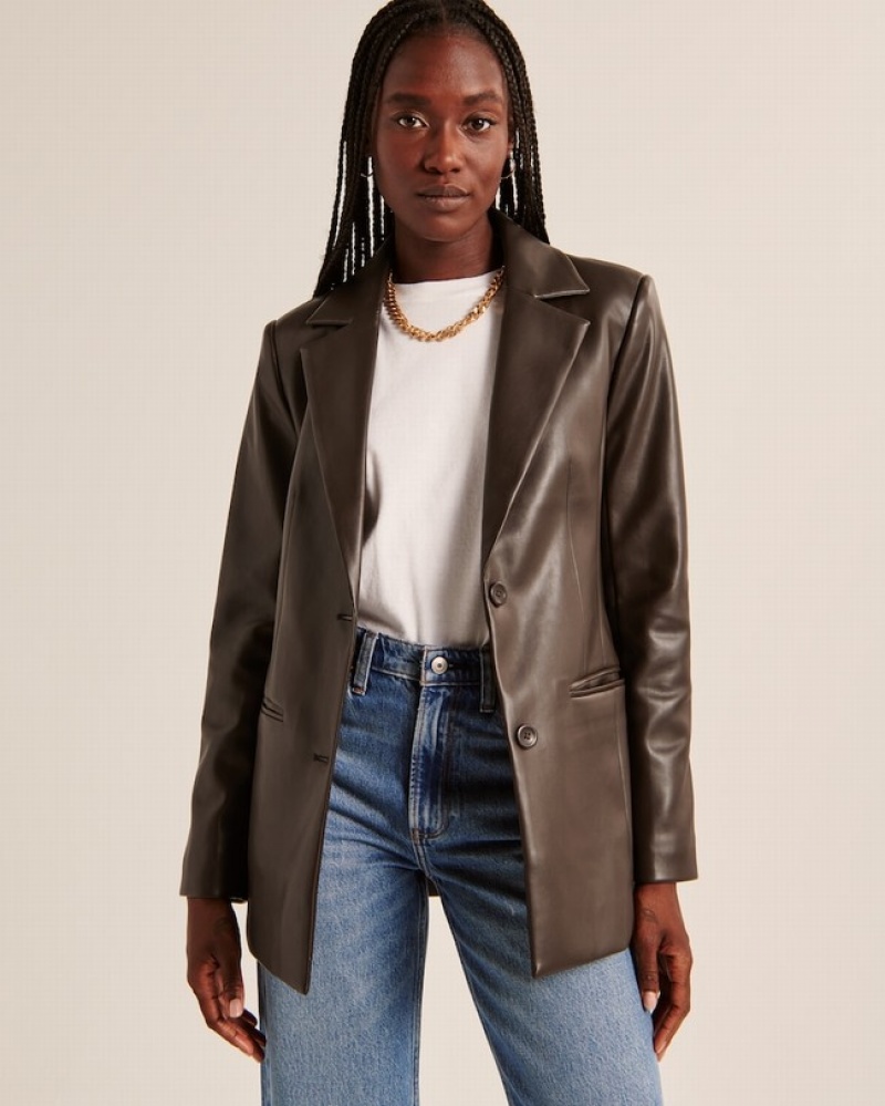 Abercrombie Veganska Leather Jackor Dam MörkBruna  | 2694-JQMXL