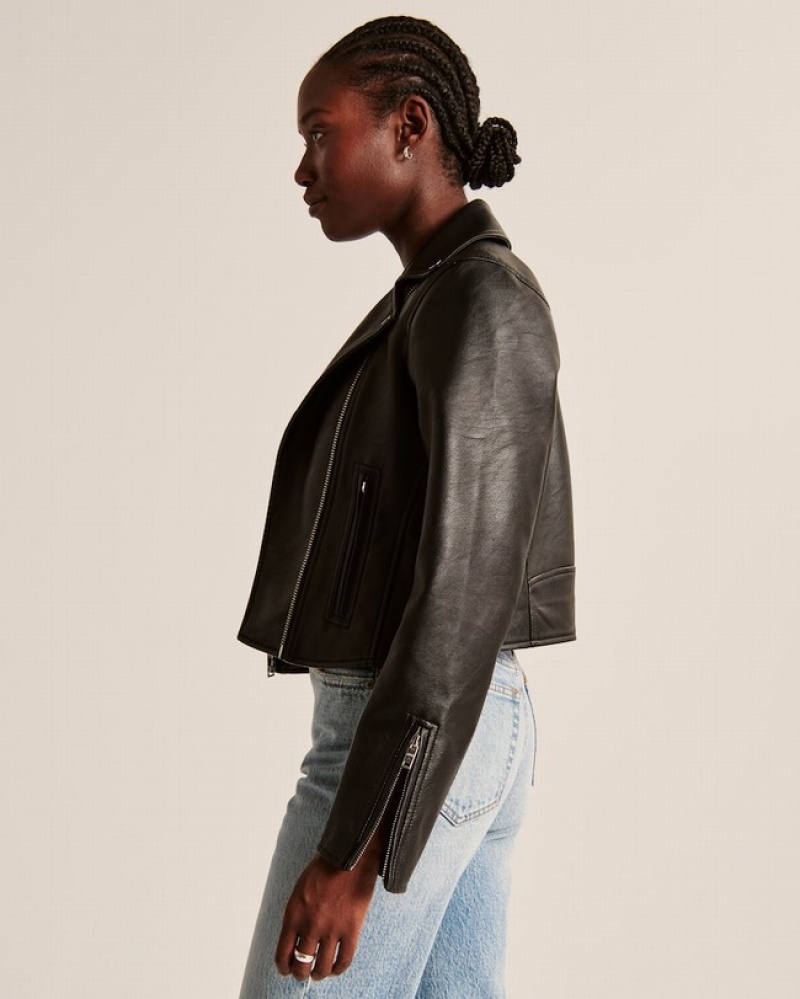 Abercrombie Veganska Leather Moto Jackor Dam Svarta  | 1790-TMVFJ