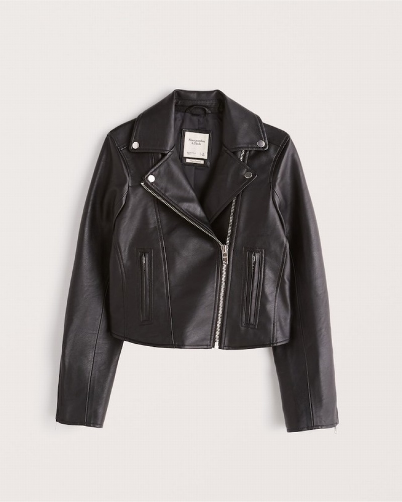 Abercrombie Veganska Leather Moto Jackor Dam Svarta  | 1790-TMVFJ