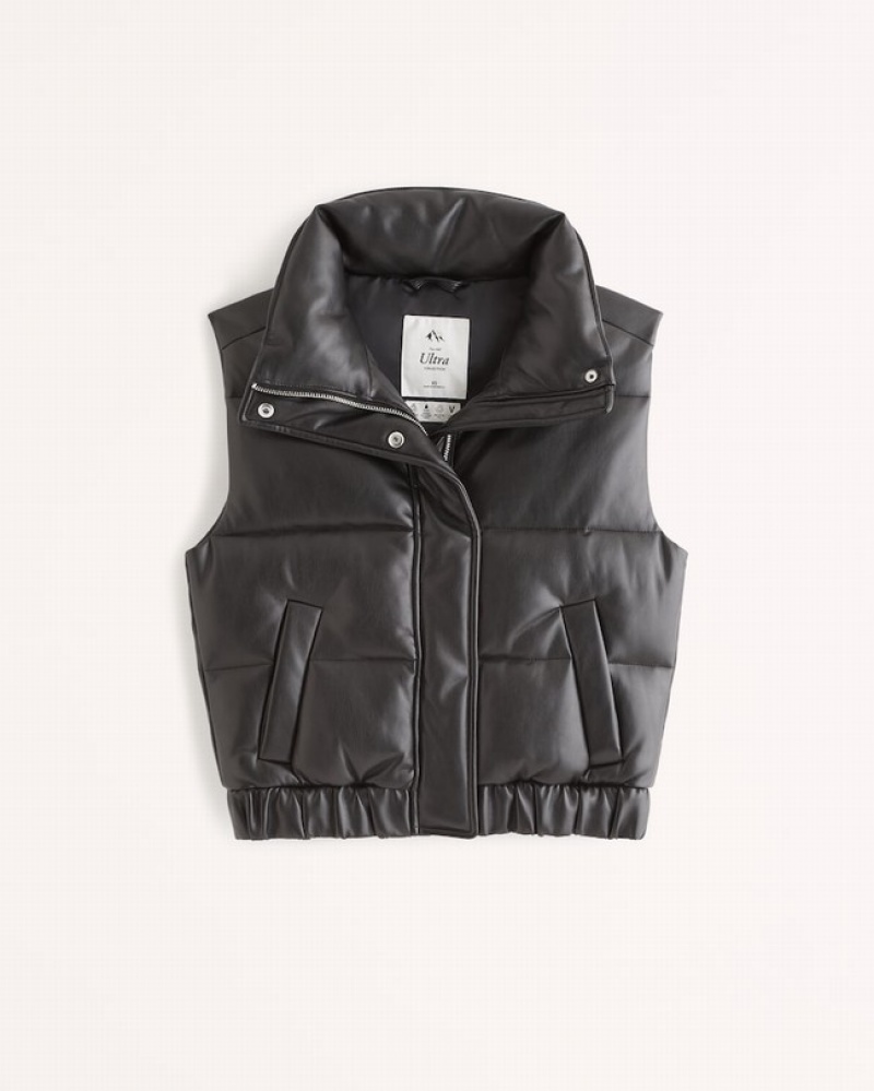 Abercrombie Veganska Leather Ultra Puffer Jackor Dam Svarta  | 7145-UBXWD