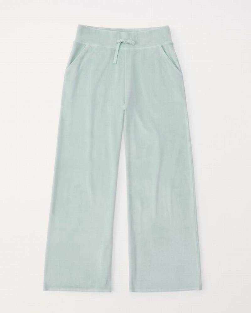 Abercrombie Velour Wide Legs Sweatpants Tjej LjusGröna  | 8709-BTGZU