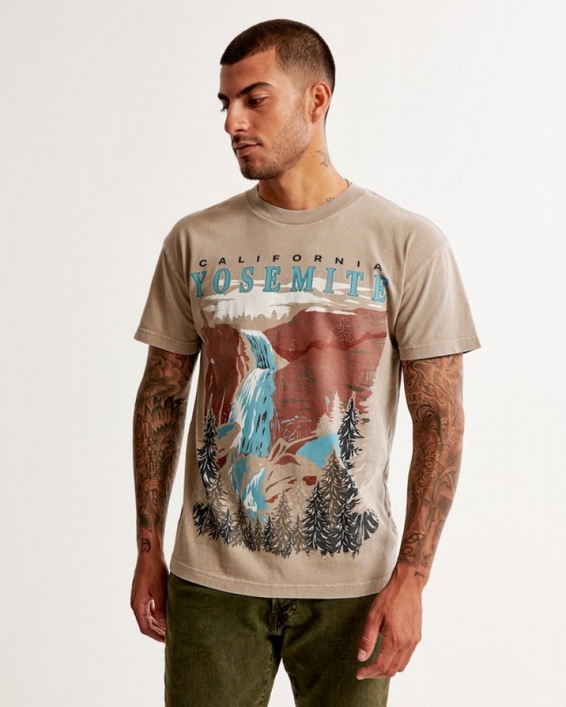 Abercrombie Yosemite Graphic T-shirt Herr LjusBruna  | 6714-EJFBA