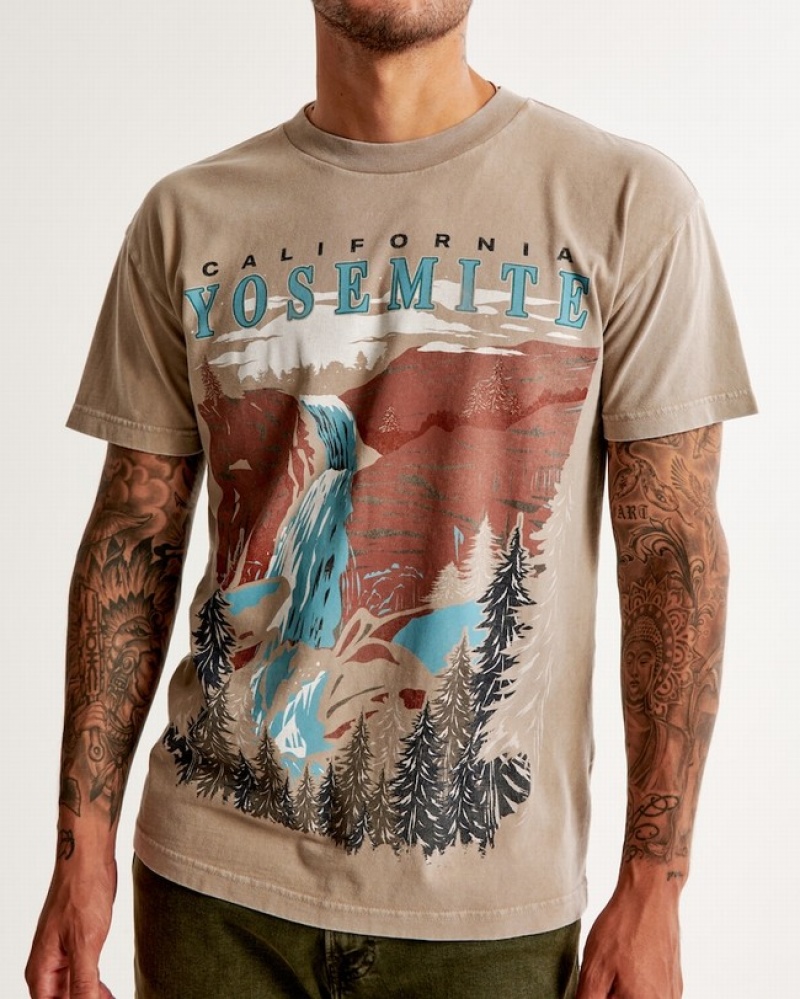 Abercrombie Yosemite Graphic T-shirt Herr LjusBruna  | 6714-EJFBA