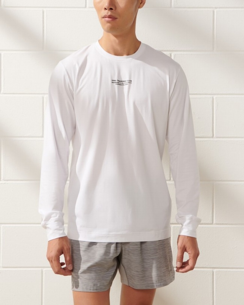 Abercrombie Ypb Active Cotton-blend Long-sleeve Graphic T-shirt Herr Vita  | 4926-RZXGN