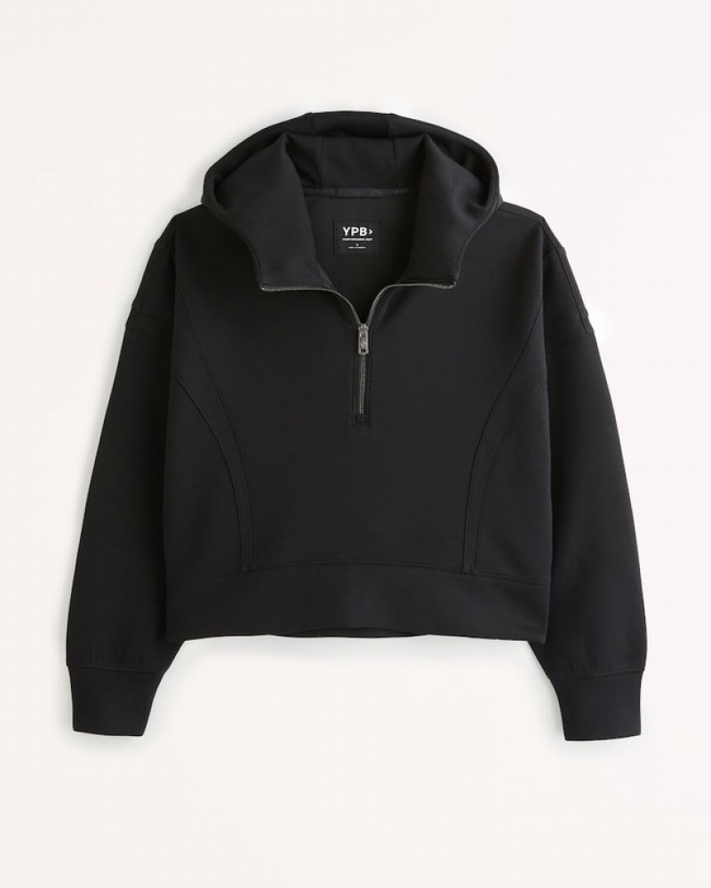 Abercrombie Ypb Neoknit Half-zip Hoodie Dam Svarta  | 2345-HLKXY