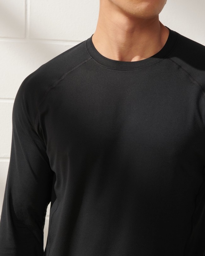 Abercrombie Ypb Powersoft Long-sleeve Lifting T-shirt Herr Svarta  | 3176-KQDIW