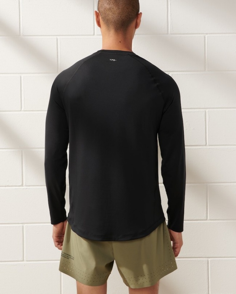 Abercrombie Ypb Powersoft Long-sleeve Lifting T-shirt Herr Svarta  | 3176-KQDIW