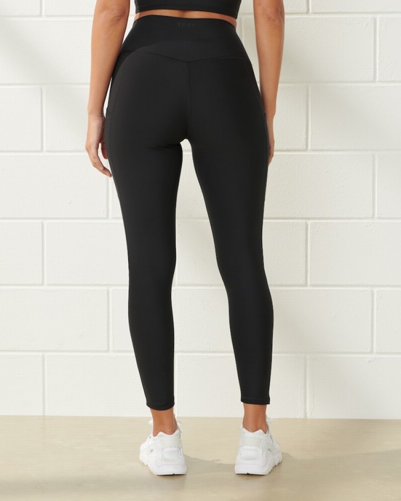 Abercrombie Ypb Sculptlux Curve Love 7/8-length Pocket Leggings Dam Svarta  | 2136-TLJGC