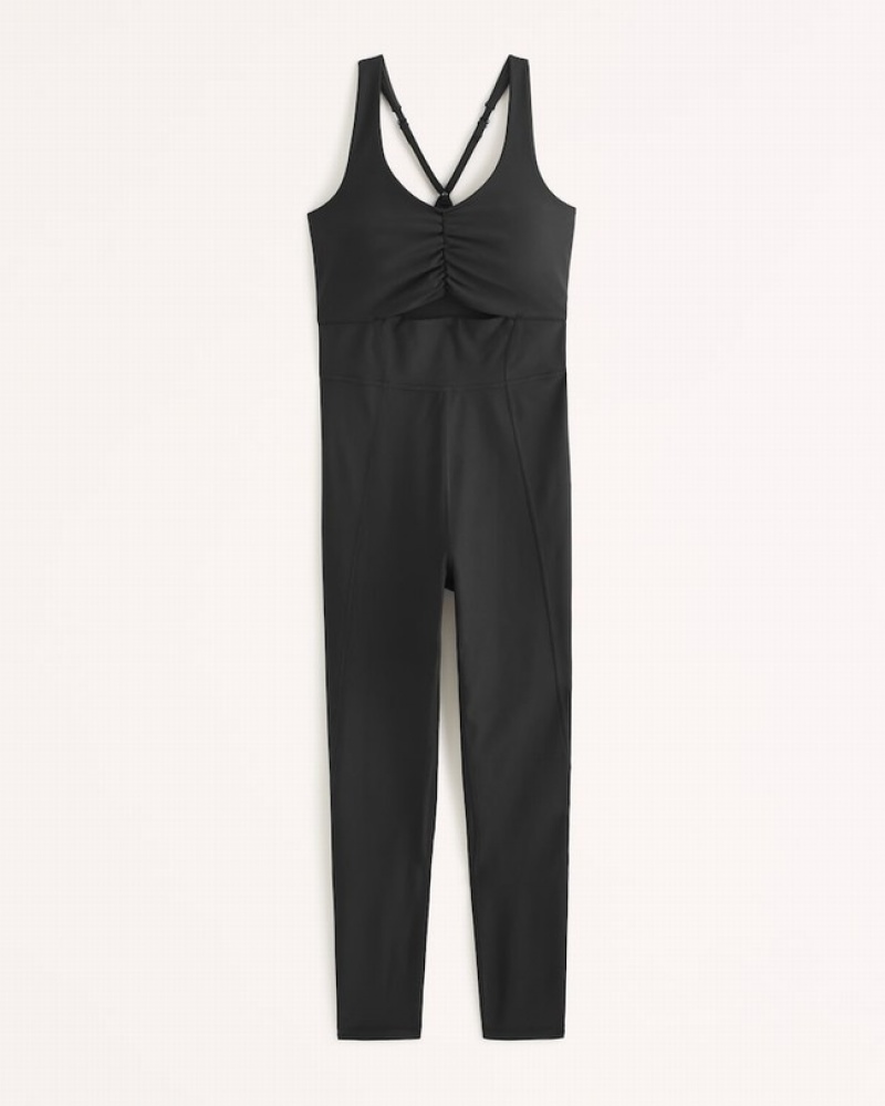 Abercrombie Ypb Sculptlux Full-length Cutout Jumpsuit Dam Svarta  | 7458-NOCUT