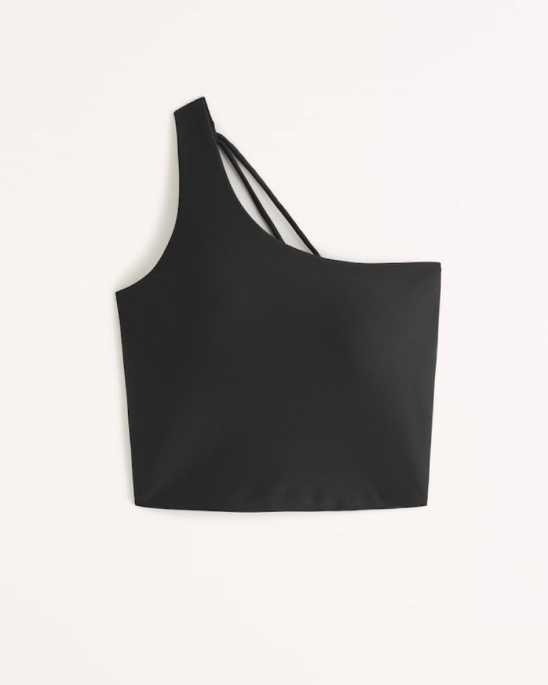 Abercrombie Ypb Sculptlux One-shoulder Back Detail Slim Linnen Dam Svarta  | 2694-VODJY