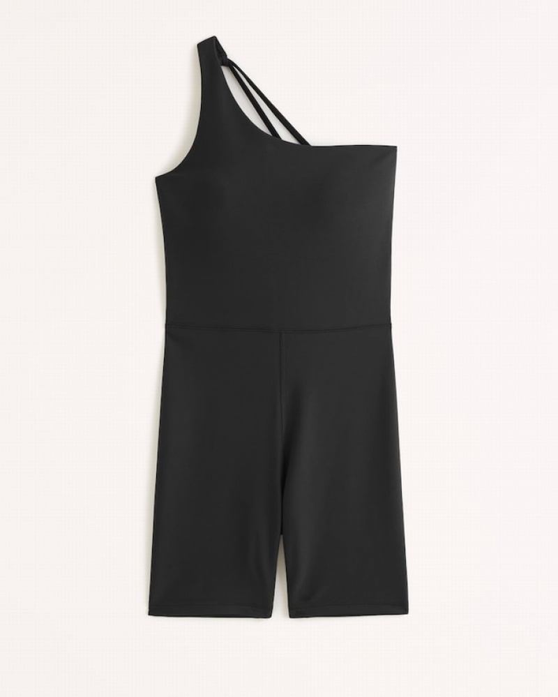 Abercrombie Ypb Sculptlux One-shoulder Jumpsuit Dam Svarta  | 1596-NOIDH