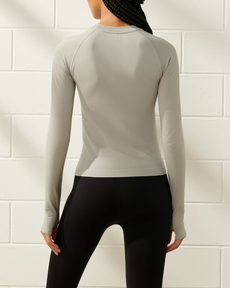 Abercrombie Ypb Seamlesscore Long-sleeve Slim Skjorta Dam Grå  | 3907-IEVAU