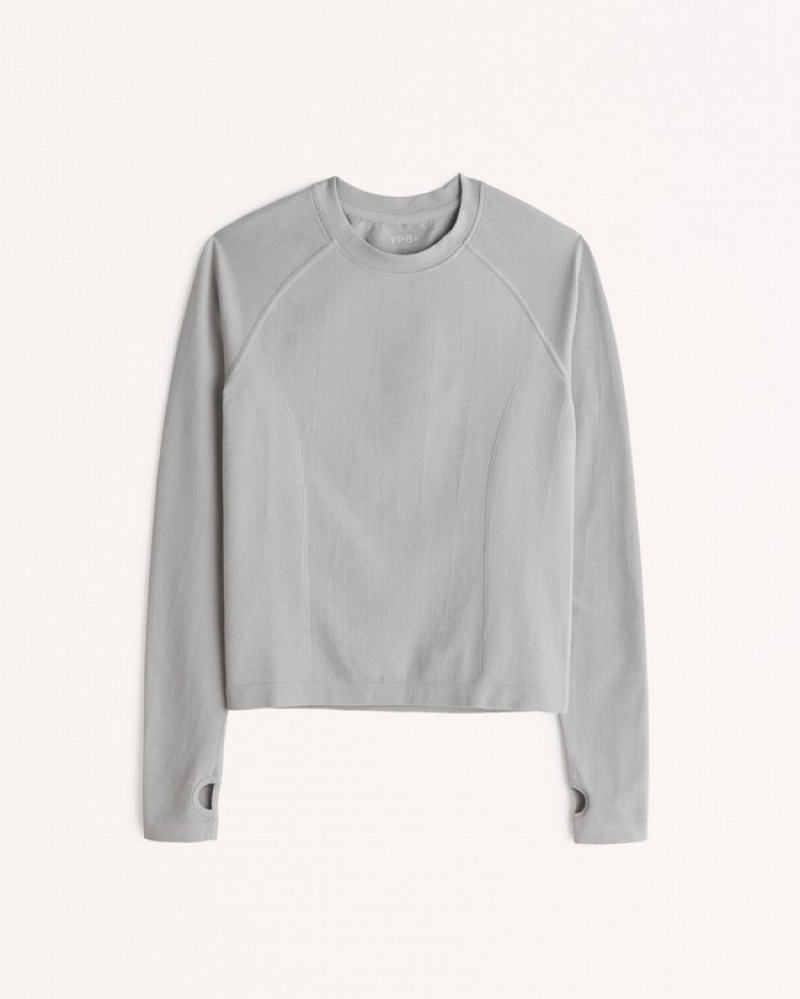 Abercrombie Ypb Seamlesscore Long-sleeve Slim Skjorta Dam Grå  | 3907-IEVAU