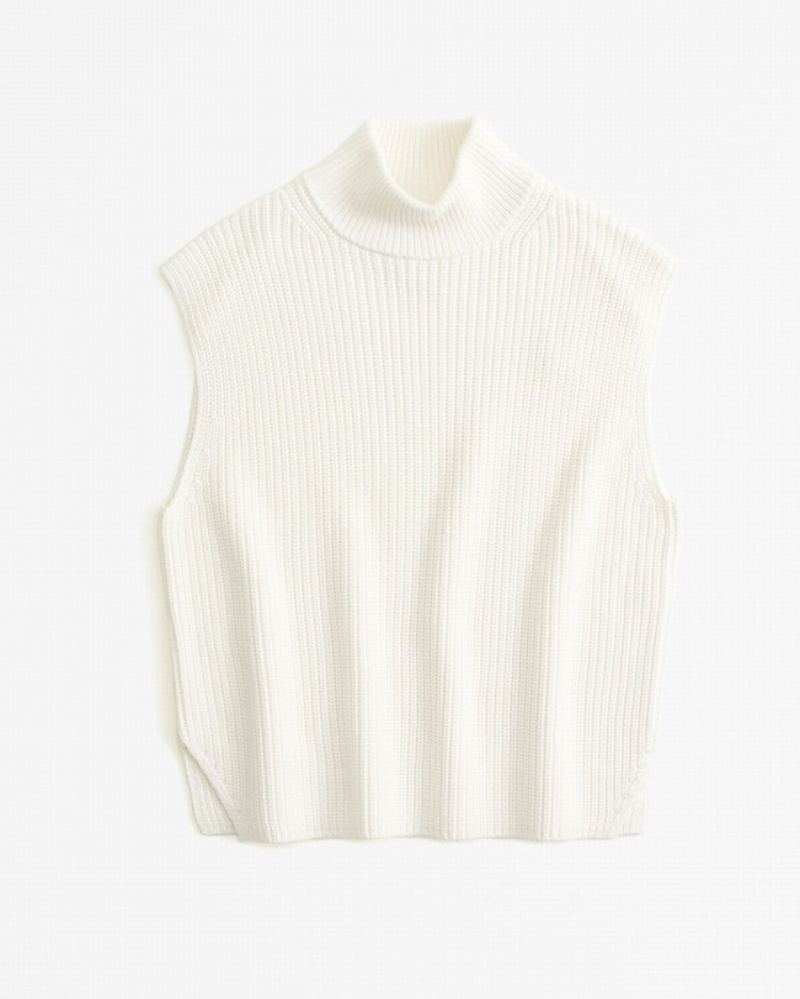 Abercrombie Ärmlös Turtleneck Tröjor Dam Grädde  | 4820-HUACG